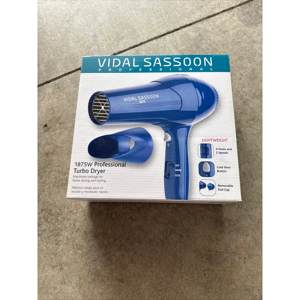 Vidal Sassoon Professional 1875W Turbo Dryer Blue Hair Blow Dryer VSDR5504 NEW